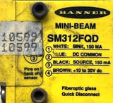 (Lot of 2) Banner SM312FQD Photoelectric Sensor W/ IA23S Fiber Optic Cable