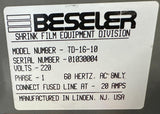 Beseler TD-16-10 Heat Shrink Tunnel 16" x 10" 220V Single Phase #1