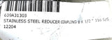 (Lot of 3) Merit MB-316 Stainless Steel Reducer Coupling 1" x 1/2" 316 SS
