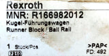 Bosch Rexroth R166982012 Runner Block / Linear Ball Rail Bearing