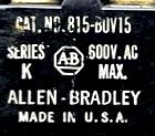(Lot of 2) Allen Bradley 815-BOV15 Overload Relay Series K 600VAC Button Control