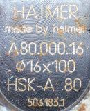Haimer A80.000.16 HSK-A.80 Weldon Tool Holder 2" Nose Diameter 4.00" Projection