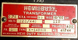 Hevi Duty Electric X-148800 Heavy Duty Transformer .75KVA 55°C Rise 1 Phase