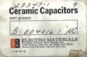 Electro Materials B-004016-1 Ceramic Capacitors 9-Pack 103K 100V Black