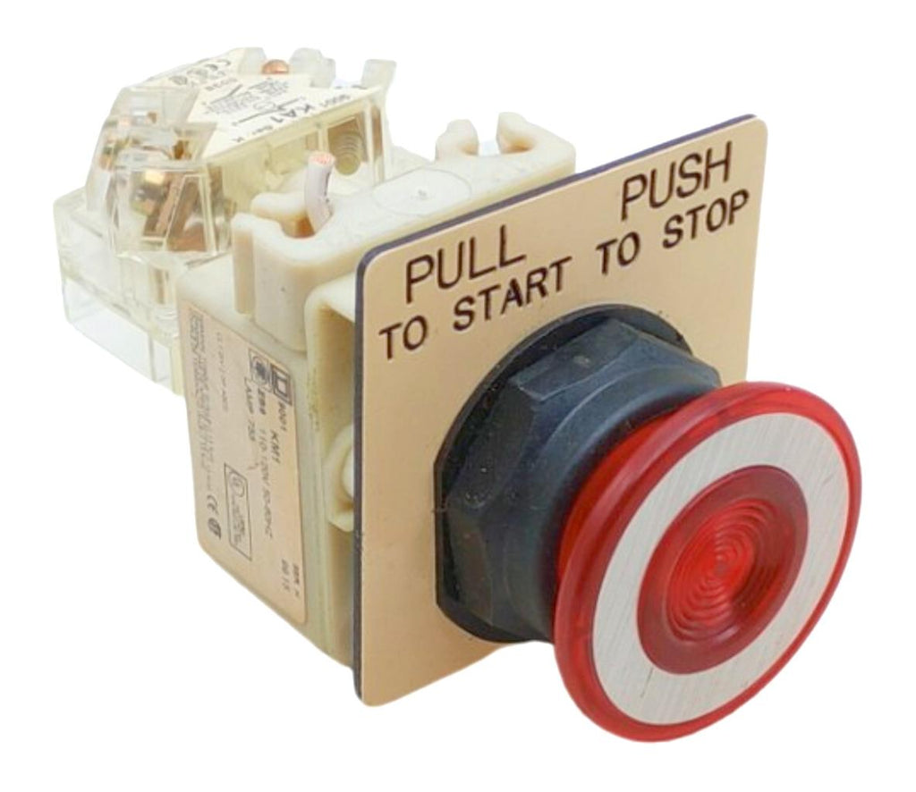 Square D 9001KR9P1R Ser. H Red Illuminated Push / Pull Operator Button