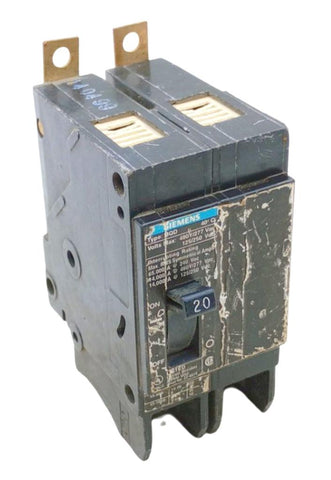 Siemens BQD220 2-Pole Molded Case Circuit Breaker 20A 480VAC 1 Phase Bolt-On