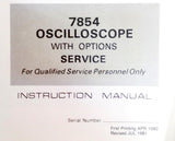 Tektronix 7854 Oscilloscope With Options Service Instruction Manual