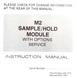 Tektronix M2 Sample / Hold Module With Options Service Instruction Manual