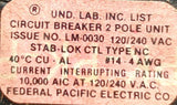 Federal Pacific Electric NC230 2 Pole Circuit Breaker 30A 120/240VAC Plug-In