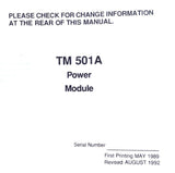 Tektronix TM 501A Power Module Instruction Manual
