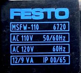 (Lot of 2) Festo MSFW-110 Solenoid Valve Coil 110/120VAC 50/60HZ IP00/65