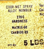 CO-ORDINATED Industries #270C Coor-Met Tungesten Carbide Nickel Base Matrix 5LB