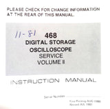 Tektronix 468 Digital Storage Oscilloscope Service Instruction Manual Volume II
