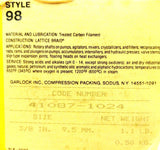 Garlock 41087-1024 Style 98 Carbon Compression Packing 3/8"