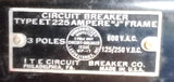 ITE J3-B225 3-Pole J Frame Circuit Breaker 225A 600VAC 125/250VDC 3-Phase
