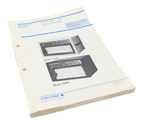 Yokogawa Model 3081 & 4081 Hybrid Recorder Instruction Manual
