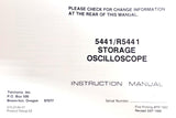 Tektronix 5441/R5441 Storage Oscilloscope Instruction Manual 070-2140-01