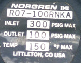 Norgren R07-100RNKA Mini Pressure Regulator 1/8" NPT 300PSI IN 100PSI OUT 150°F