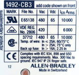 Allen-Bradley 1492-CB3G500 Ser. C Circuit Breaker 3-Pole 50A 480VAC 3PH DIN-Rail