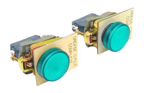 Lot of (2) Telemecanique ZBV-B3 Grease/Press Cycle Comp. Green Push Button 24VAC
