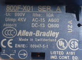 Allen-Bradley 800F-X01 Series A Contact Block W/ Black Push Button 10A 600V