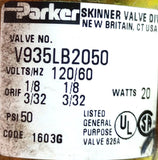 Parker V935LB2050 Direct Acting 4-Way Solenoid Valve 120V 60HZ 1/8-3/32"NPT 20W