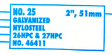 Clipper 46411 Size 25 Galvanized NyloSteel Carded Hooks 2" - Box of (12)