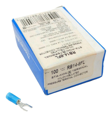 Thomas & Betts RB14-8FL Sta-Kon Fork Terminal 18-14AWG CU - Box of (100)