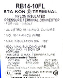 Thomas & Betts RB14-10FL Sta-Kon Fork Terminal 18-14AWG CU  #10 - Box of (100)
