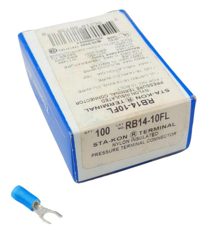Thomas & Betts RB14-10FL Sta-Kon Fork Terminal 18-14AWG CU  #10 - Box of (100)