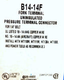 Thomas & Betts B14-14F Sta-Kon Fork Terminal 18-14AWG 1/4" Bolt - Box of (100)