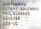 Cliftronics R34S318 Rotary Solenoid 12VDC 3144593