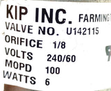 Norgren U142115-240-60 KIP Series 1 Solenoid Valve 1/8" NPT 240V 60HZ 100MOPD 6W