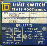 Square D 9007C62B2 Series A Heavy Duty Limit Switch 2-Pole 10A 600VAC 2NC/2NO