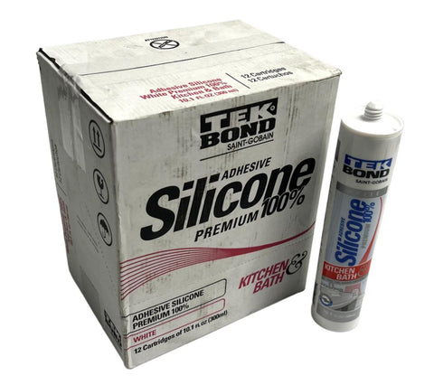 Tek Bond White 100% Premium Silicone Caulk Kitchen & Bath 10.1 OZ (12 Pack)