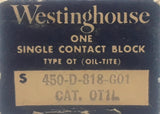 Westinghouse 450D818G01 Contact Block Type OT Class 15-022 1 NO Front-Single
