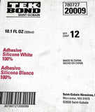 Pallet of 1200 Tek Bond White 100% Silicone Caulk Adhesive Kitchen & Bath 10.1OZ