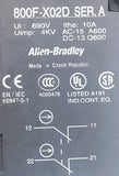 Allen-Bradley 800F-X02D Emergency Stop Push Button With 800F-X01 Contact Block