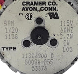 Cramer 635G-AA Panel Mount Timer 10071 Round Non-Resettable 115 VAC 0 S
