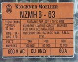 Klockner-Moeller NZMH6-63 Circuit Breaker 15A 600 VAC Current Limiting