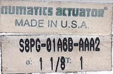 Asco Numatics S8PG-01A6B-AAA2 Pneumatic Cylinder Actuator 1-1/8" Bore 1" Stroke