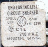 GE THQB32060 3-Pole Circuit Breaker 60A 240VAC 3PH Bolt-On Mount