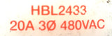Hubbell HBL2433 Locking Plug 20 Amp 480VAC Male Connection Black and White