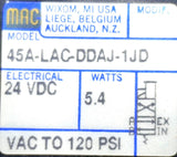 MAC 45A-LAC-DDAJ-1JD 4-Way Solenoid Valve 5.4W 24VDC 1/8" NPTF