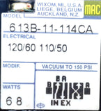 MAC 613B-11-114CA Solenoid Valve 110/120VAC 50/60HZ 6.8W 150PSI