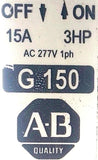 Allen Bradley 1492-CB1G150 Circuit Breaker 15A 3HP Ser C AC 277V 1ph