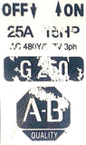 Allen Bradley 1492-CB3G250 Circuit Breaker 25A 15HP AC Ser C 3-Pole