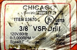 Chicago Electric 03670 Corded VSR Drill 3/8" 120V 60HZ 0-3,000RPM
