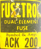 Bussmann Fusetron ACK-200 ACK Fuse 200 Amp Dual Element Copper