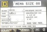 Square D 8536-SA012 Magnetic Starter 3-Pole 200-575VAC Size-00 2HP 600VAC Max